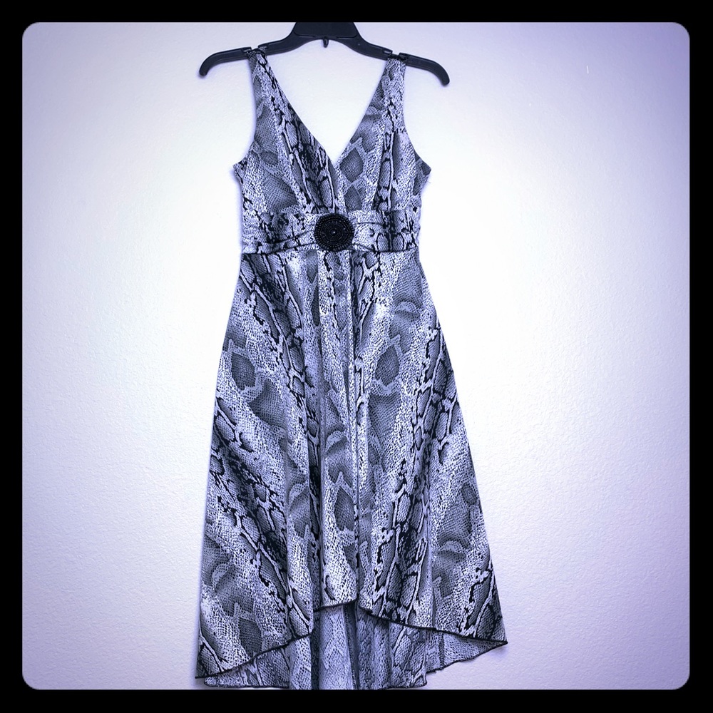 Intermission Animal Print Black/Olive Hi-Low Dress Size 6